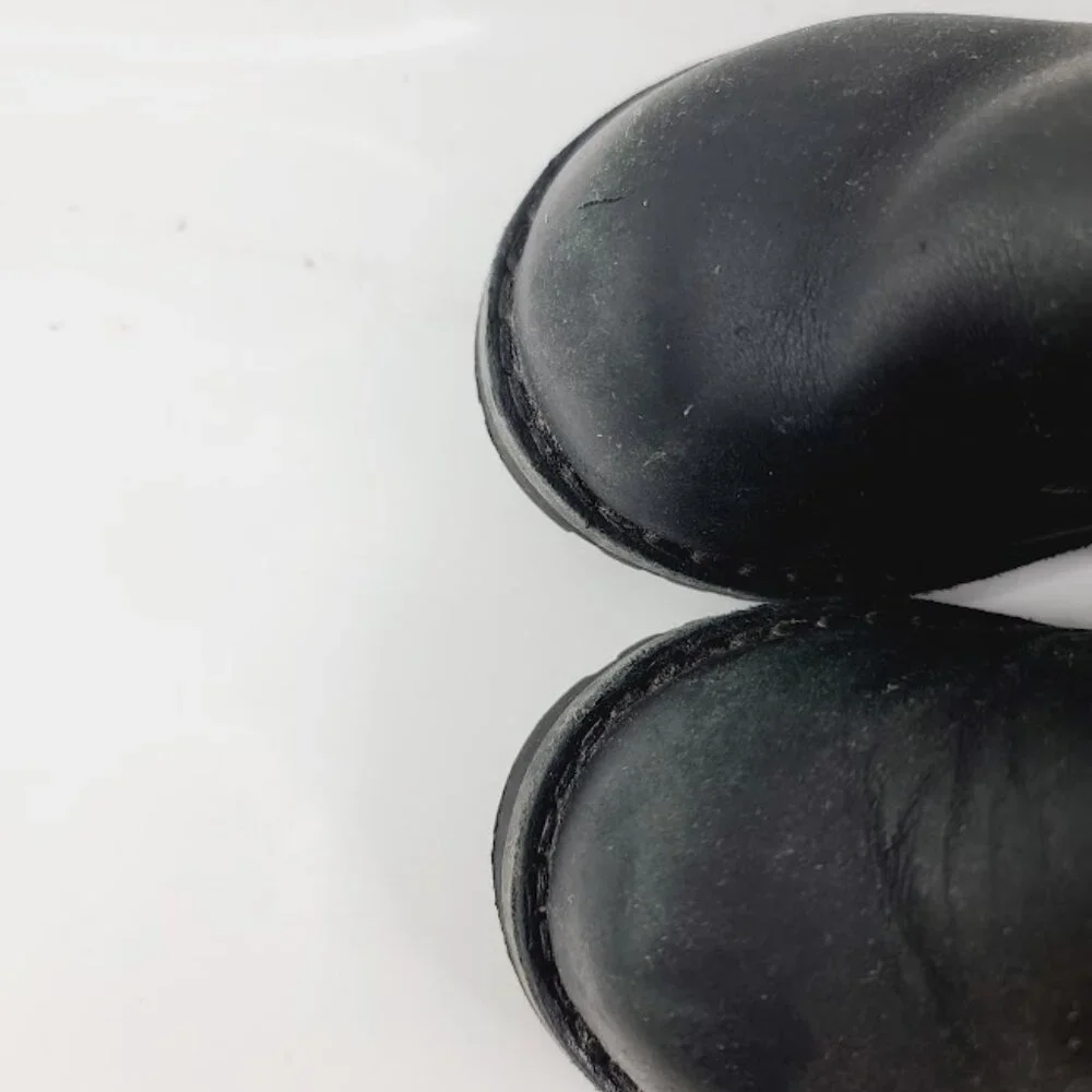 UGG Girl's Black Harwell Leather Dual Buckle Classic Ankle Moto‎ Boot Size 6